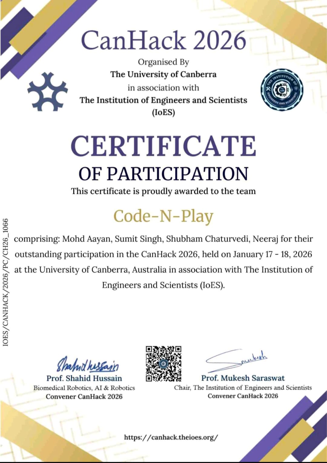 canhack 2026 - Code-N-Play Certificate